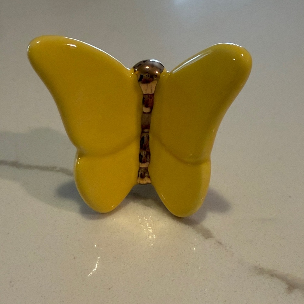 Nora Fleming Yellow Butterfly Mini with Gold Accent